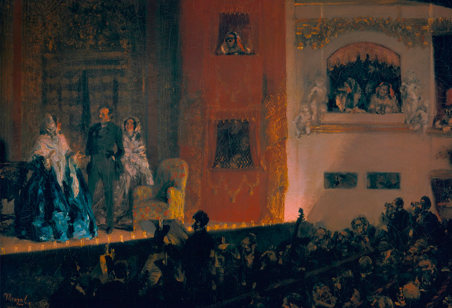 Peinture d'une ancienne représentation au Théâtre